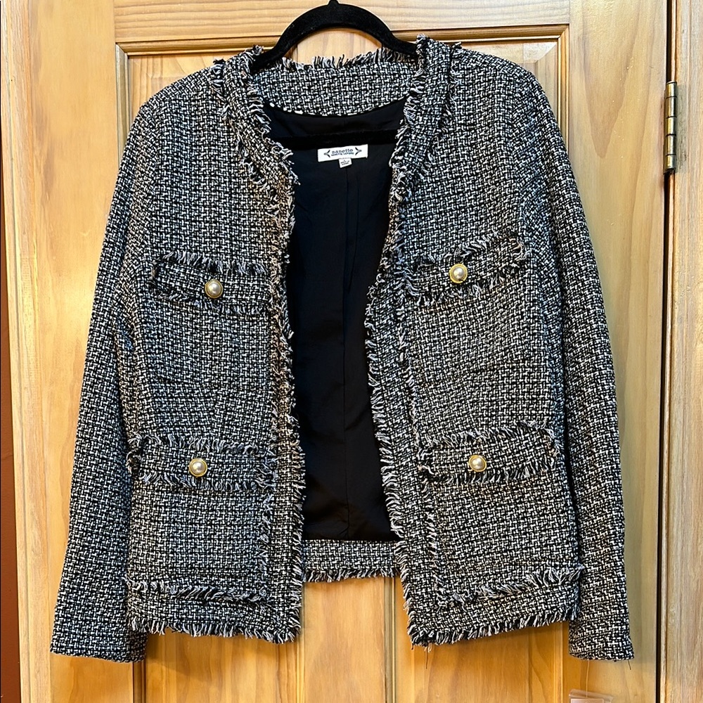 Nanette Lepore Black and White Tweed Blazer